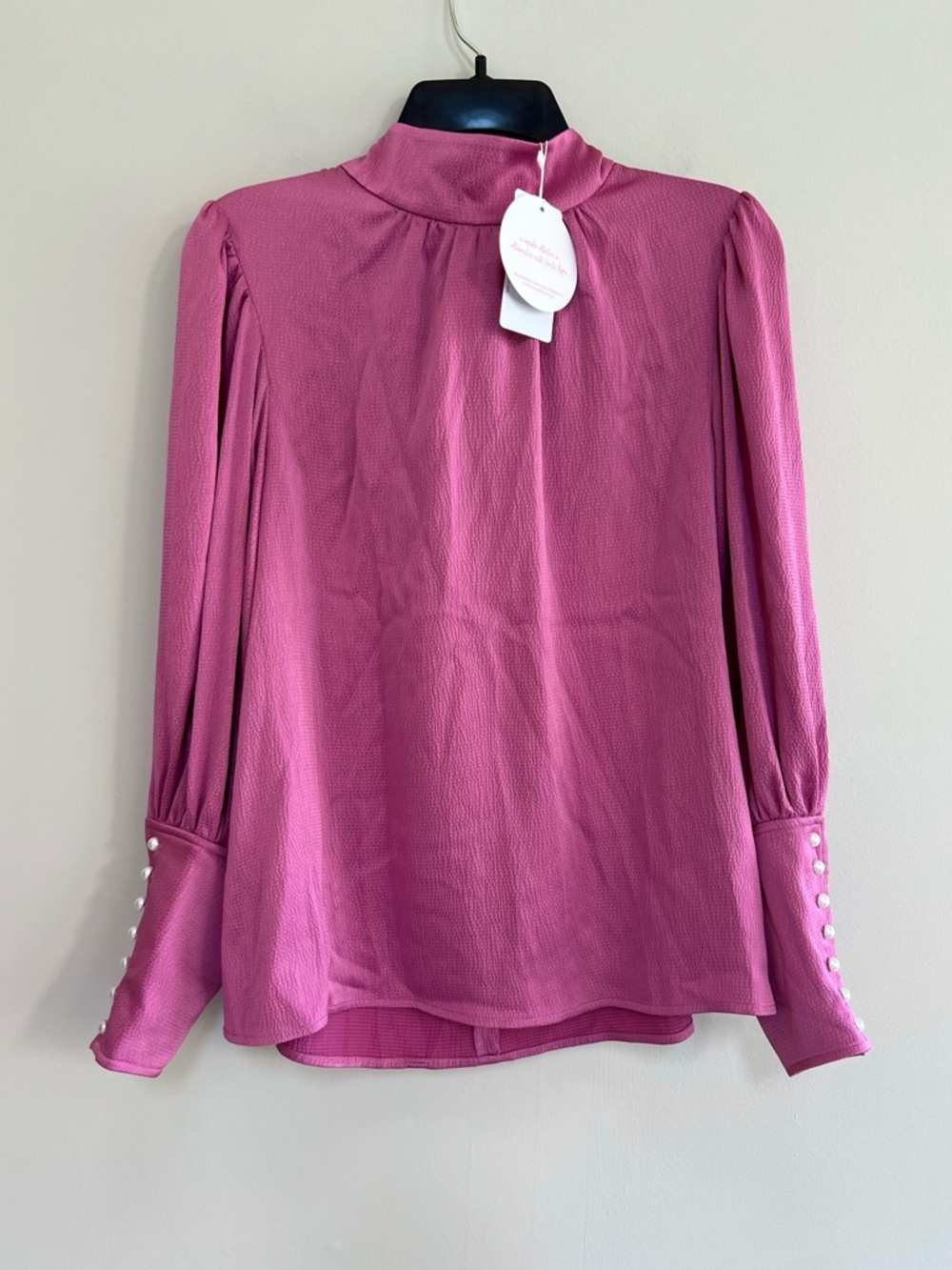 Crosby by Mollie Burch NWT Josephine Bow Long Sleeve Blouse, Camelia Pink, sz S - Picture 3 of 15